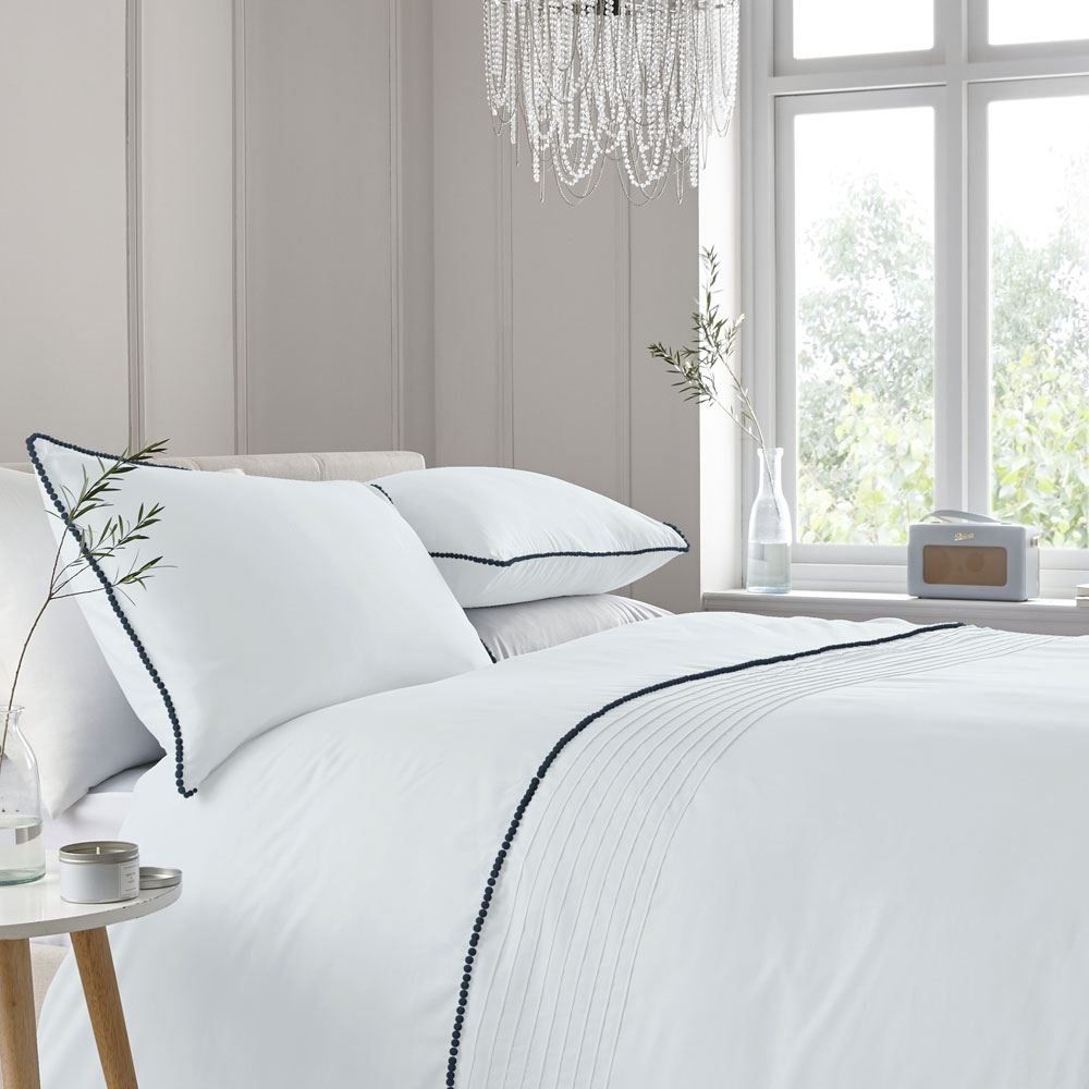 Serene Pom Pom Trim Duvet Cover Set