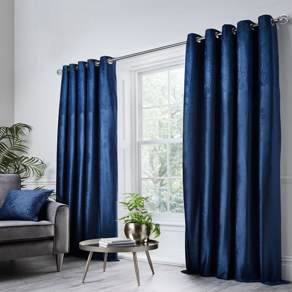 Appletree Boutique Jasper Embossed Hexagon Eyelet Lined Curtains