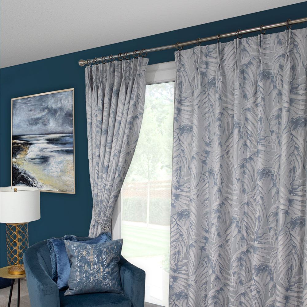 Scatter Box Zahara Abstract Leaf Print Pinch Pleat Lined Curtains