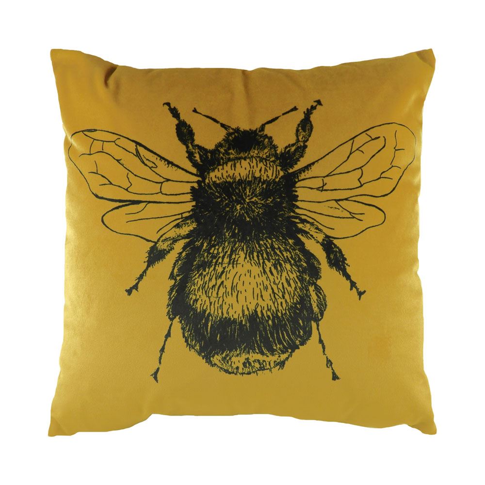 Evans Lichfield Gold Bee Faux Velvet Cushion Cover