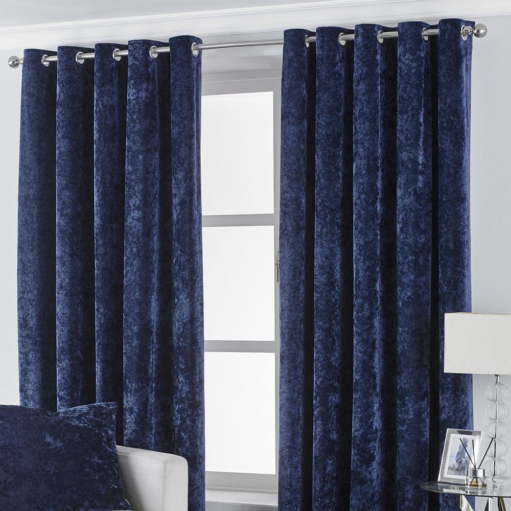 Paoletti Verona Crushed Velvet Lined Eyelet Curtains