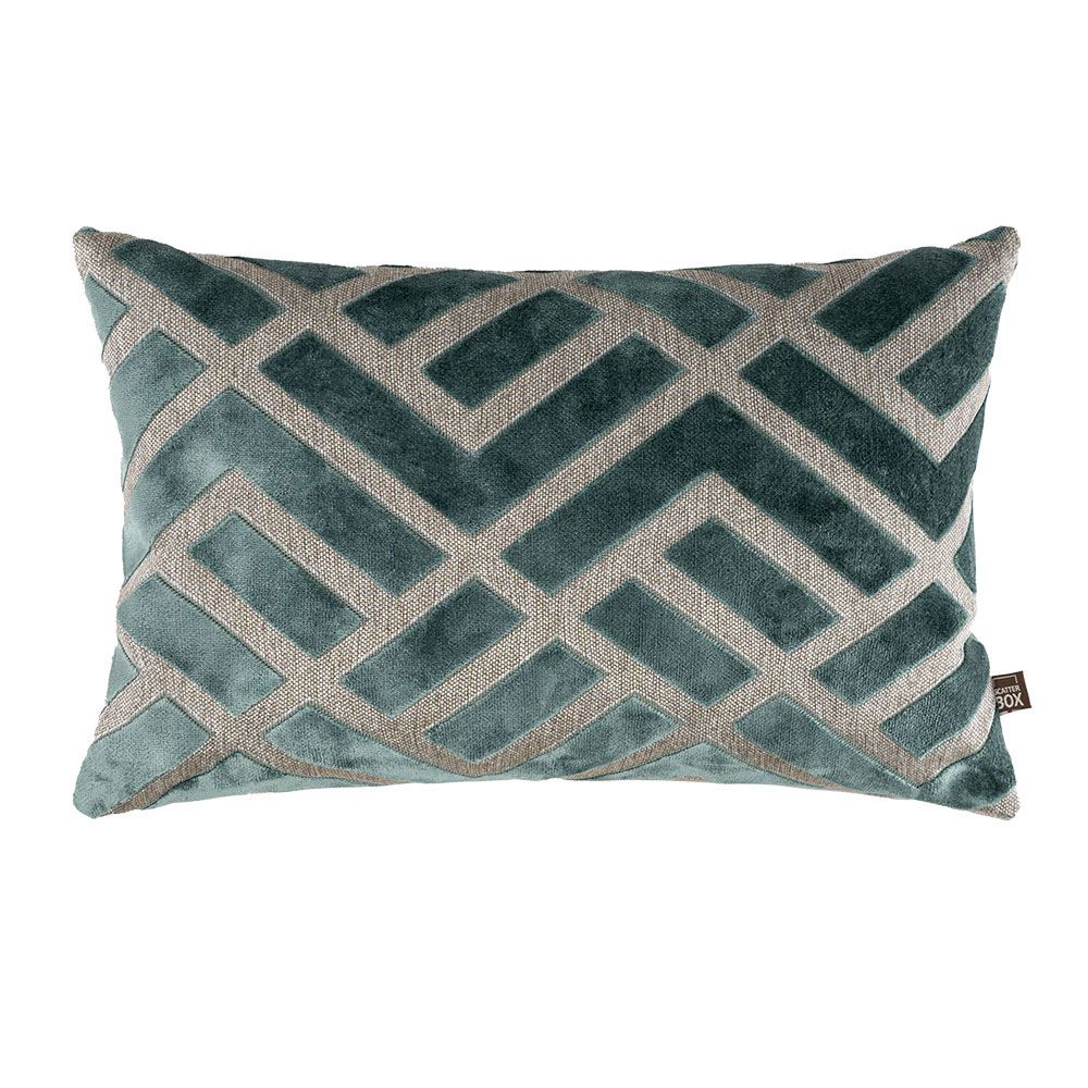 Scatter Box Senna Geometric Cut Velvet Feather Filled Cushion