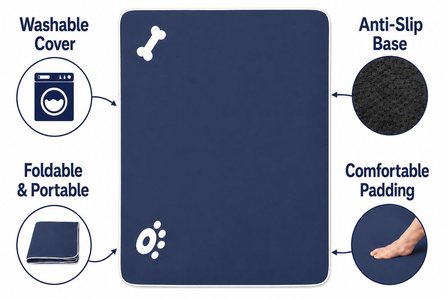 Night Zone Super Soft Bone & Paw Pet Bed Mat