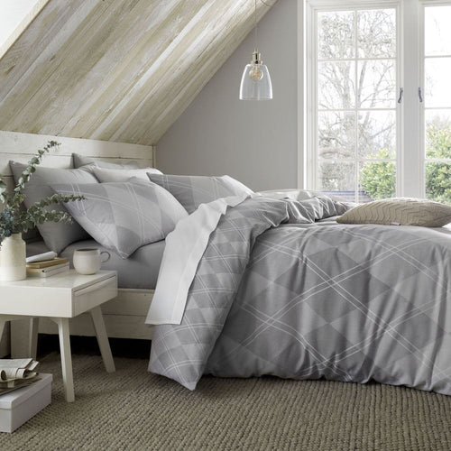 Catherine Lansfield Brushed Argyle Reversible Duvet Cover Set