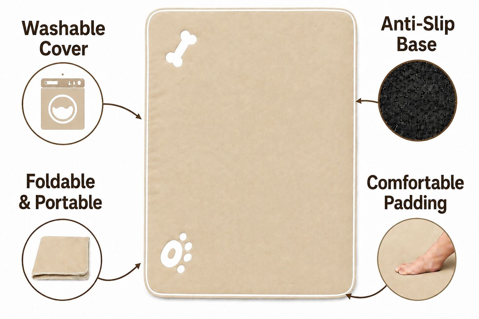 Night Zone Super Soft Bone & Paw Pet Bed Mat