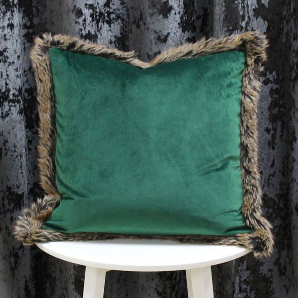 Riva Paoletti Kiruna Faux Fur Edged Cushion Cover, 45 x 45 Cm