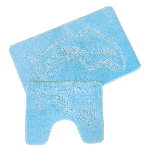 Night Zone Dolphin Nonslip Bath Mat & Pedestal Mat Set