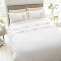 Catherine Lansfield Milo Bow Double Duvet Cover Set with Pillowcases Natural