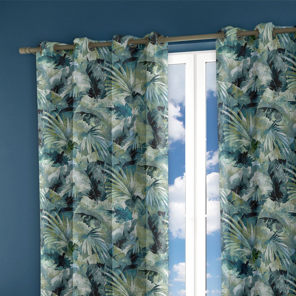 Scatter Box Aria Tropical Palm Leaf Eyelet Lined Curtains