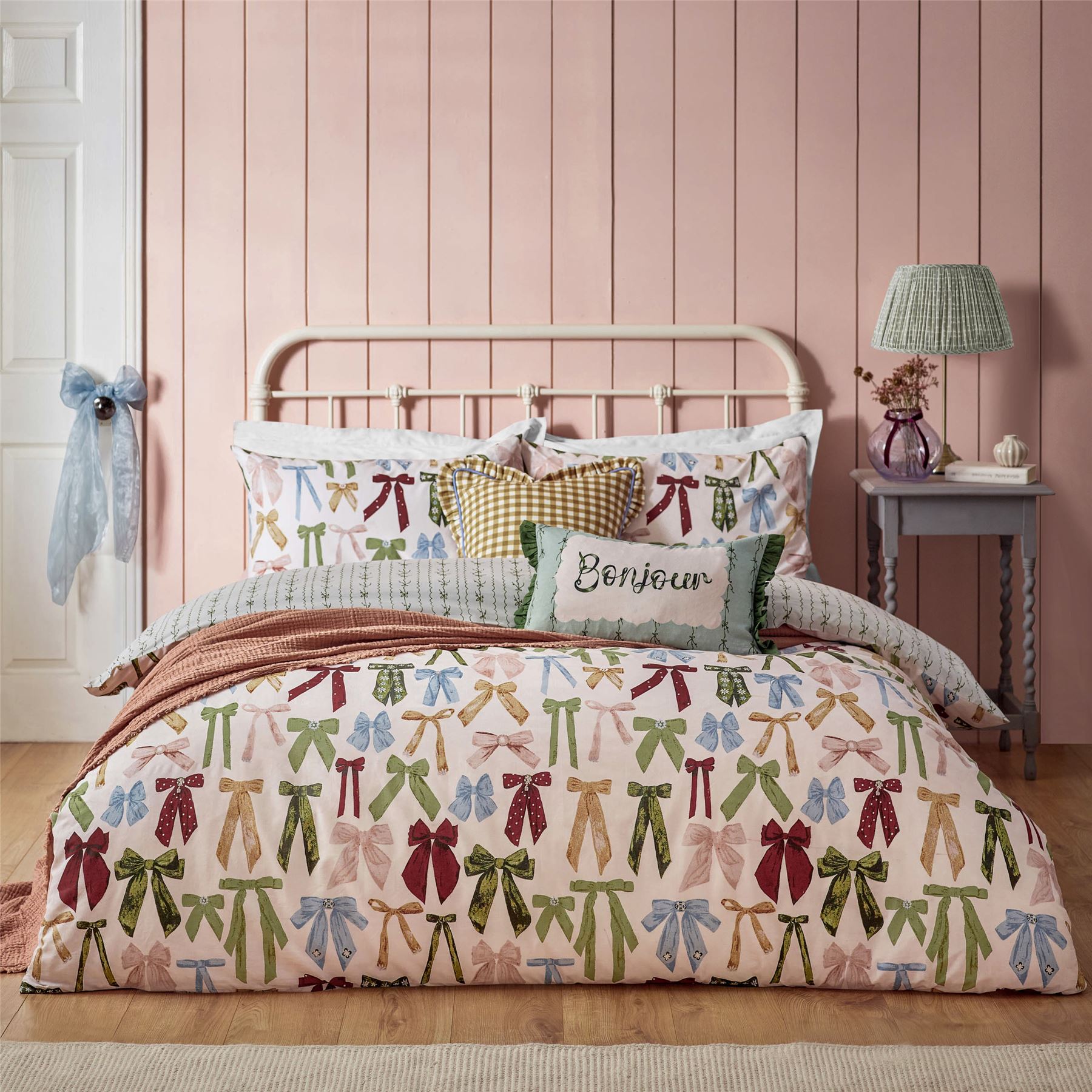 Furn Noortje Bows Parisian Watercolour Easy Care Reversible Duvet Cover Set