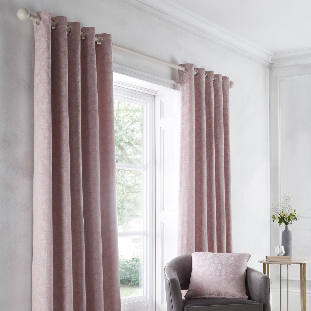 Dreams & Drapes Telford Leaf Jacquard Eyelet Lined Curtains