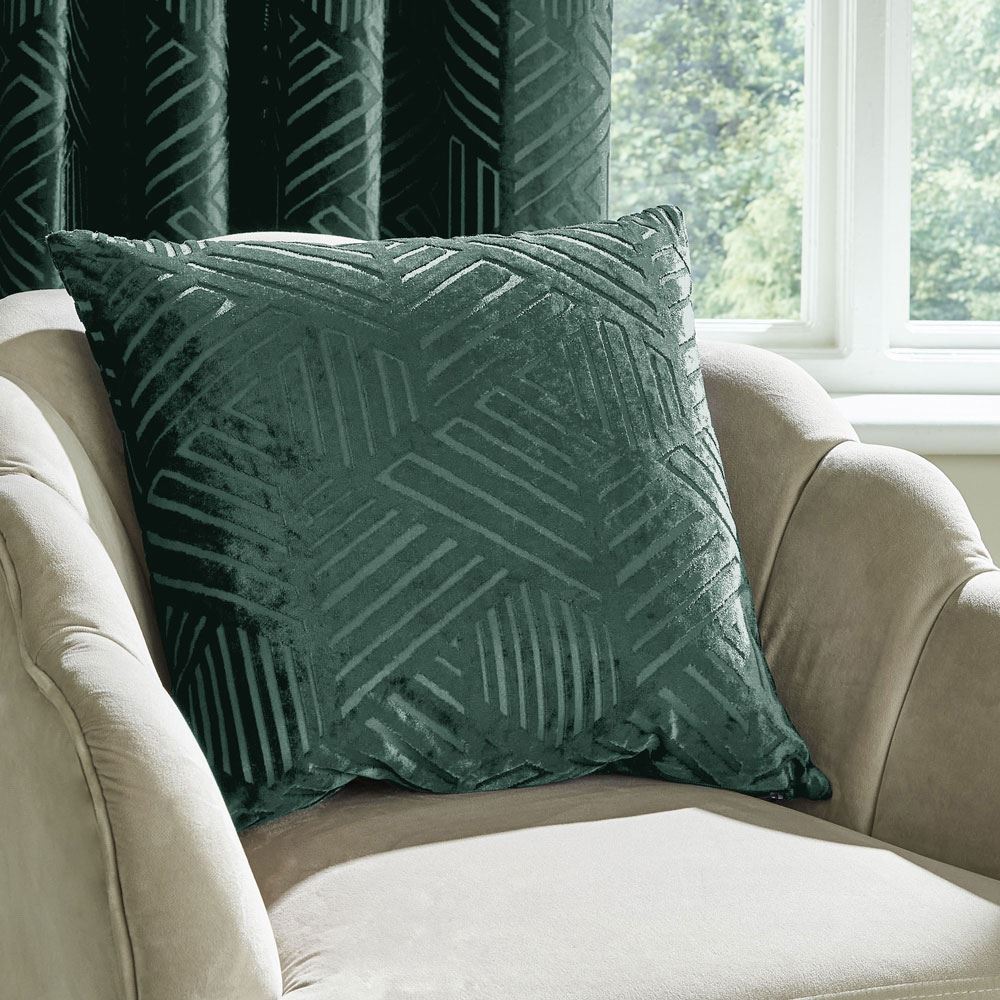 Catherine Lansfield Geo Cut Velvet Deco Filled Cushion