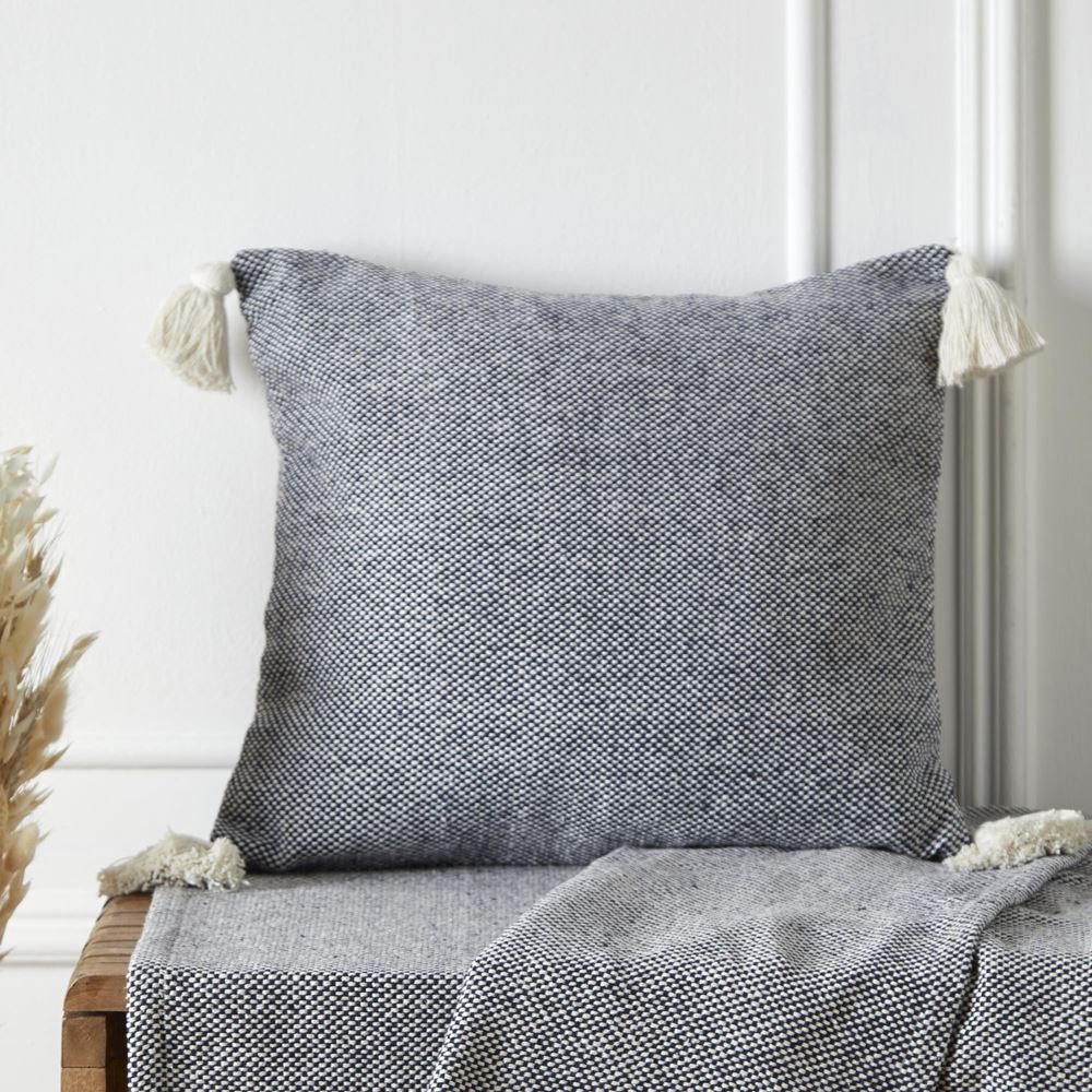 Appletree Loft Kaidon Woven 100% Recycled Cotton Rich Tasselled Cushion Cover