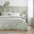 Bianca Scallop Floral 100% Cotton Percale 200 Thread Count Reversible Duvet Cover Set