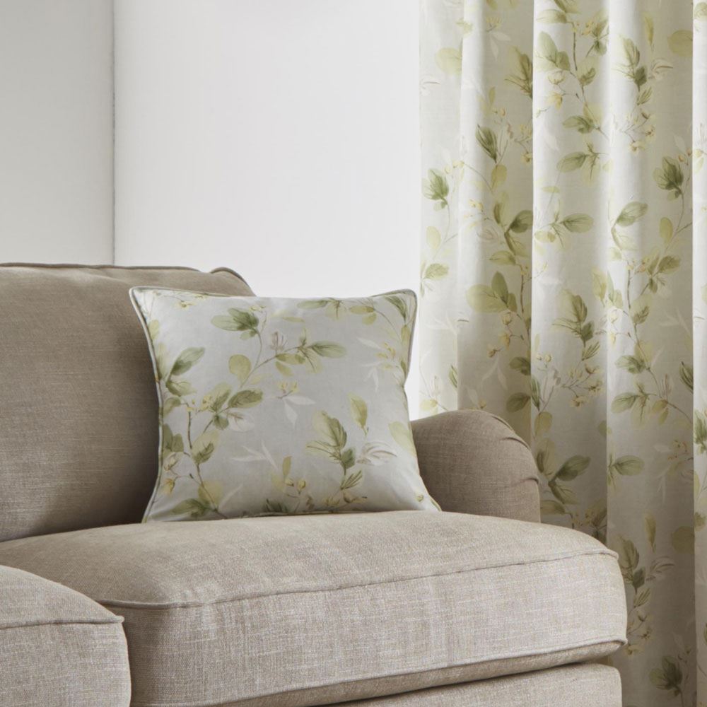 Fusion Meadow Leaves Botanical Print 100% Cotton Piped Edge Cushion Cover