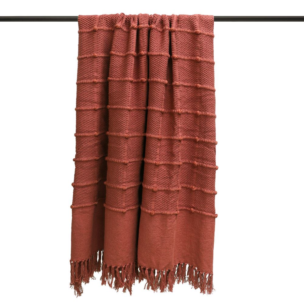 Furn Motti Knitted Tuft Cotton Rich Tasselled Throw