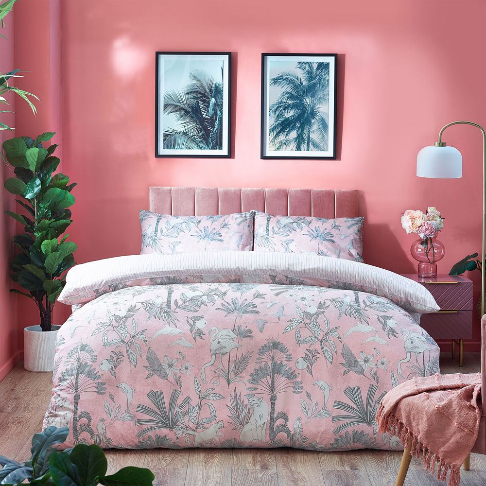 Furn Colony Palm Wildlife Paradise Print Reversible Duvet Cover Set