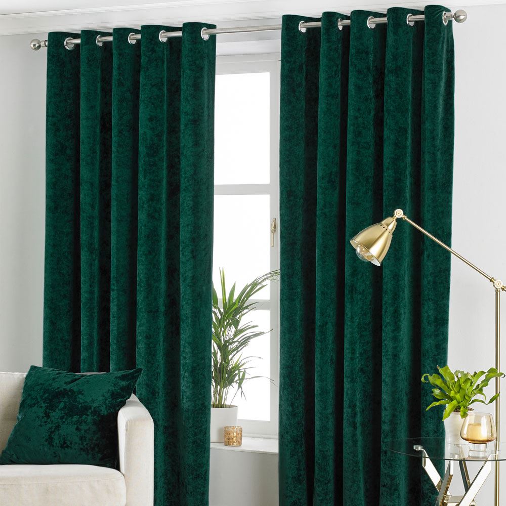 Paoletti Verona Crushed Velvet Lined Eyelet Curtains