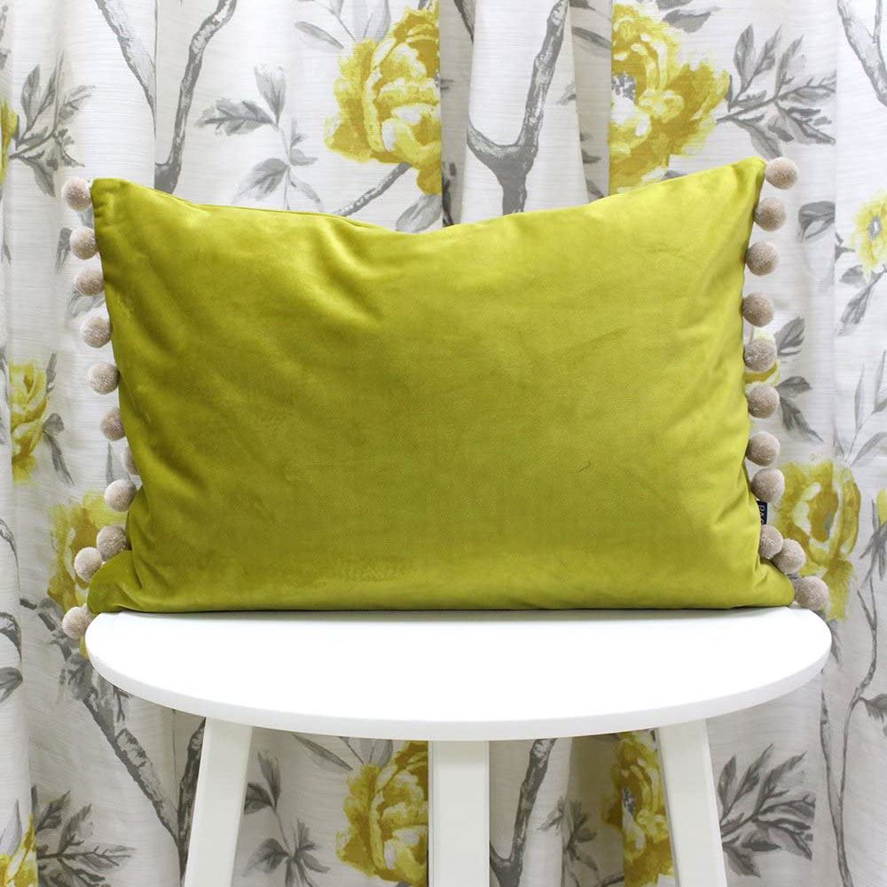Riva Paoletti Fiesta Velvet Pom Pom Fringe Cushion Cover