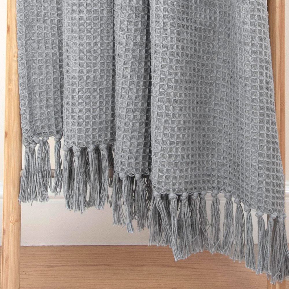Appletree Loft Bruges Waffle Weave 100% Cotton Fringed Throw