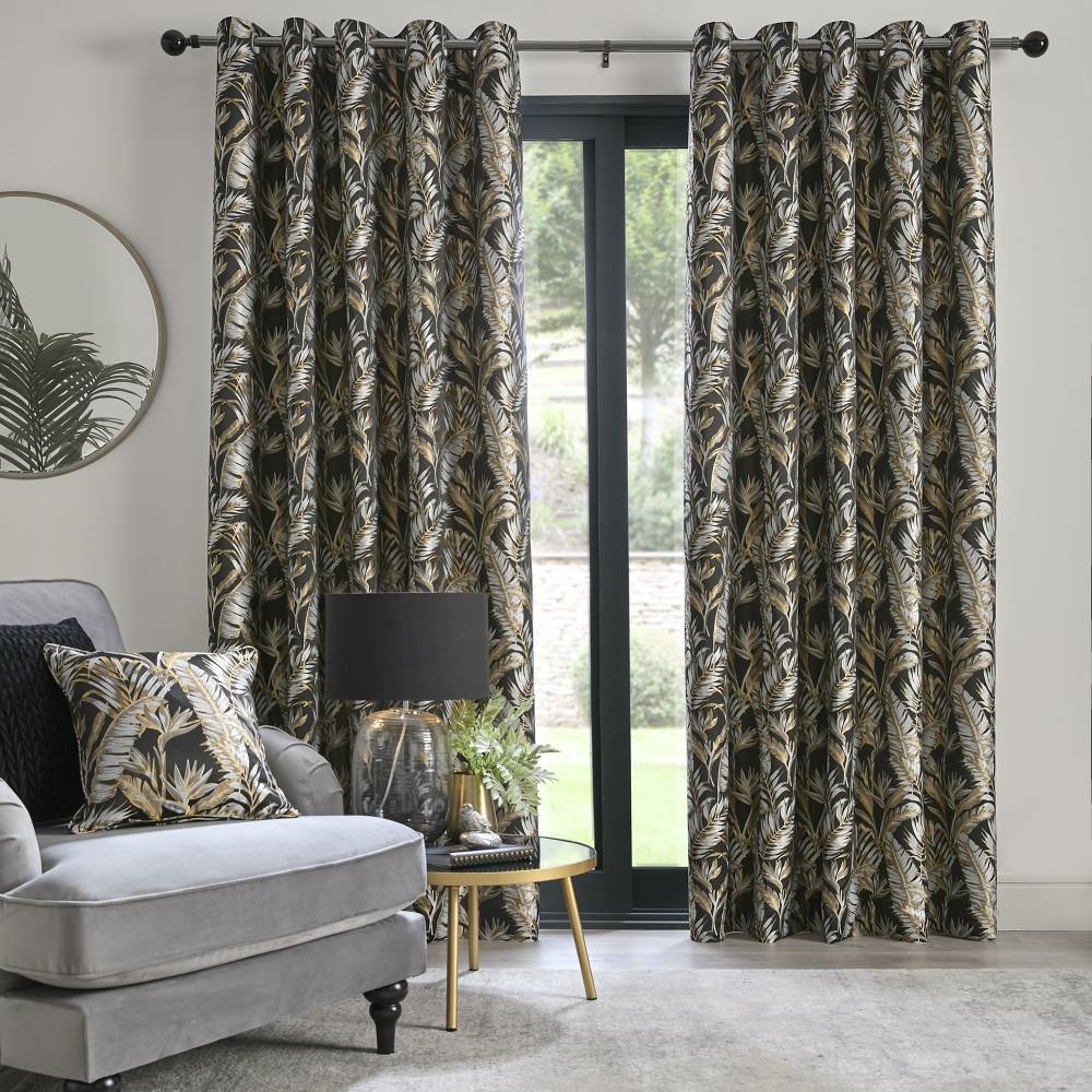 Laurence Llewelyn Bowen Paradise Palm Jacquard Eyelet Lined Curtains