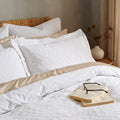 Bianca Waffle Circles Textured 100% Cotton Oxford Pillow Case, White, Pair