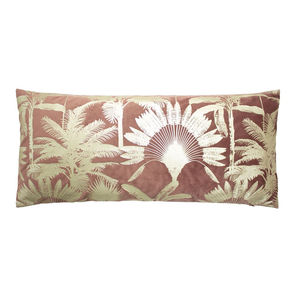 Paoletti Malaysian Palm Foil Print Faux Velvet Cushion Cover