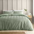 Catherine Lansfield Heatset Wave King Duvet Cover Set with Pillowcases Mint Green