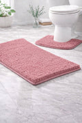 Night Zone Soft and Shaggy Chenille Loop 2 Piece Nonslip Bath Mat Set