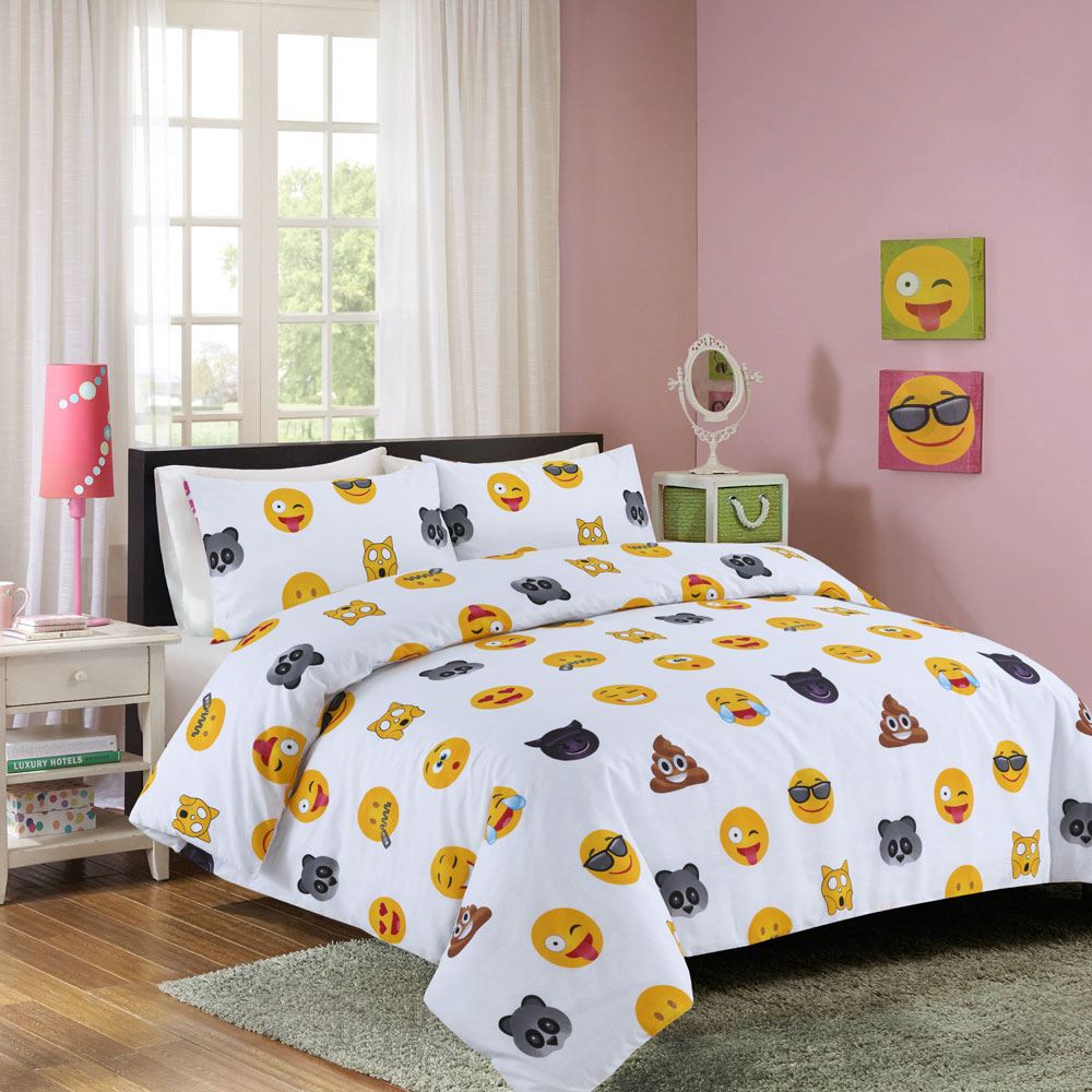 Night Zone Emoji Icons Reversible Duvet Cover Set