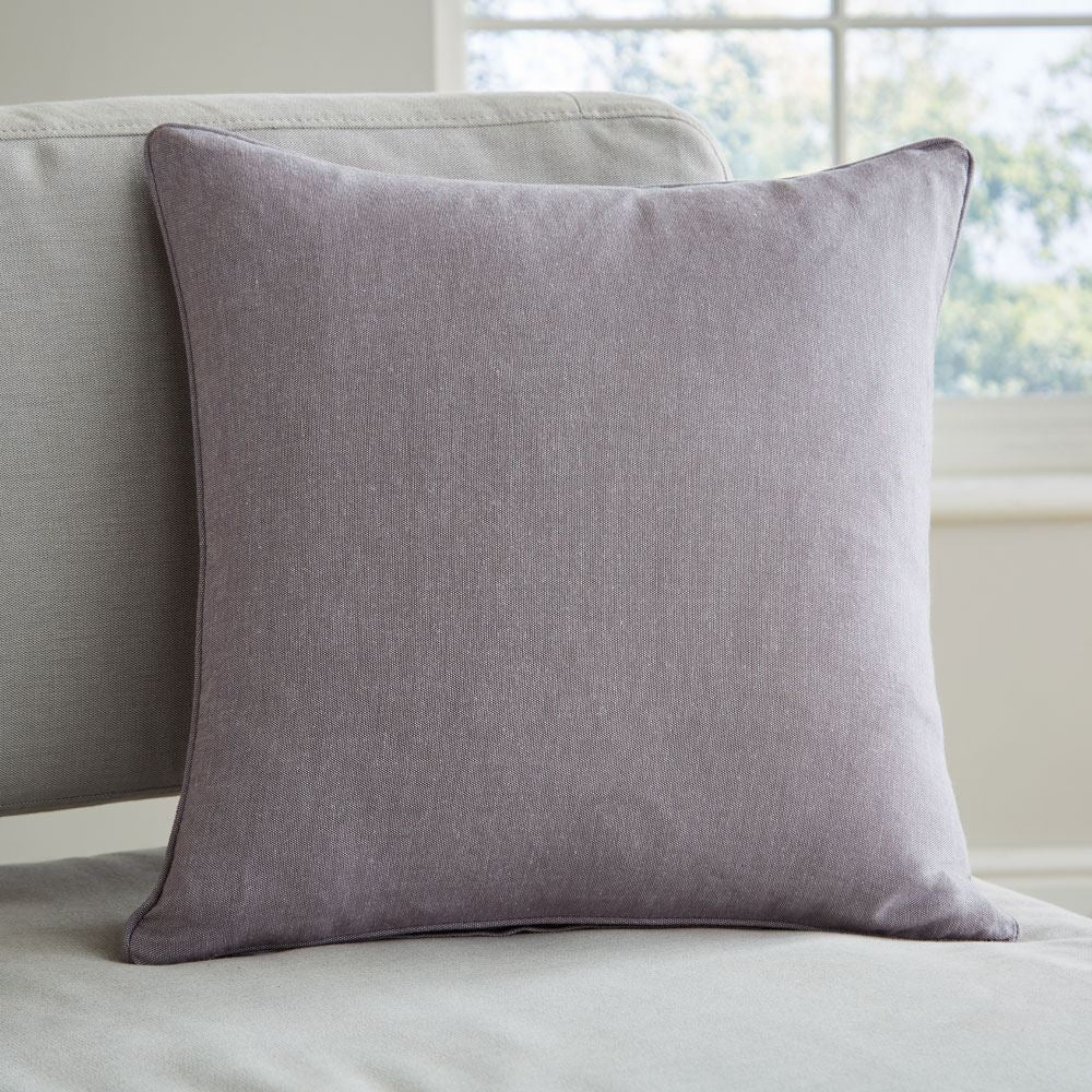 Catherine Lansfield Chambray Yarn Dyed 100% Cotton Piped Edge Filled Cushion