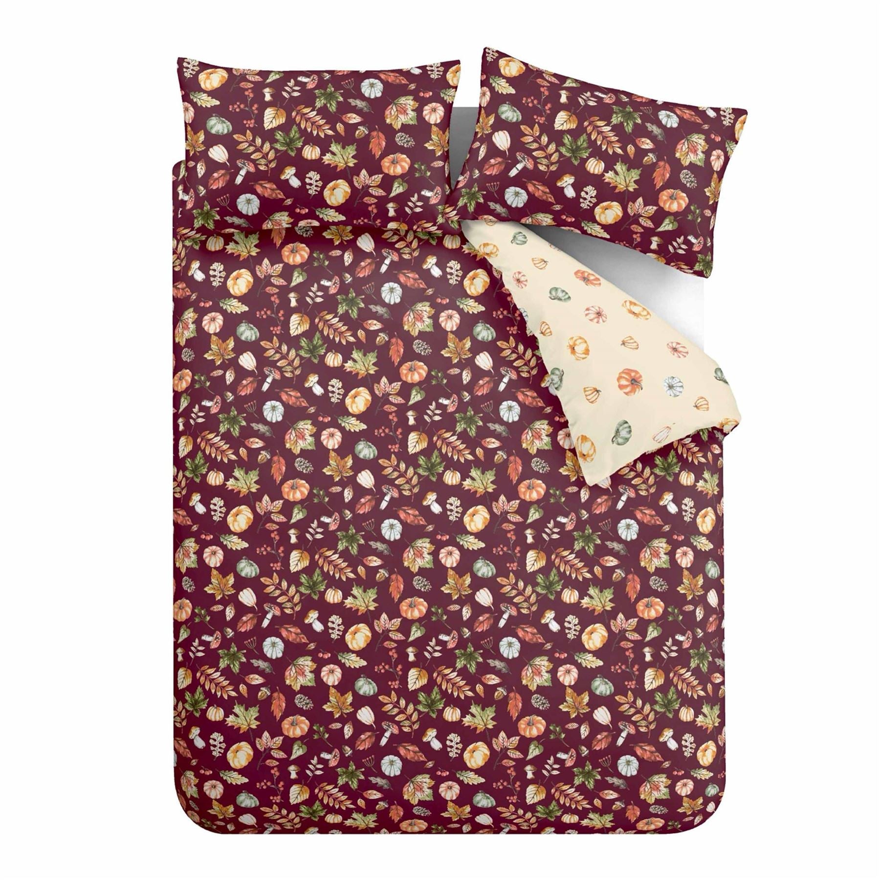Catherine Lansfield Autumn Pumpkins Easy Care Reversible Duvet Cover Set