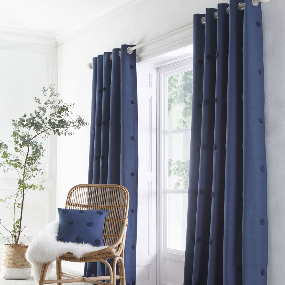 Appletree Boutique Zara Tufted Spots 100% Cotton Eyelet Lined Curtains