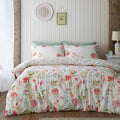 Catherine Lansfield Ella Poppy Reversible Double Duvet Cover Set with Pillowcases Cream