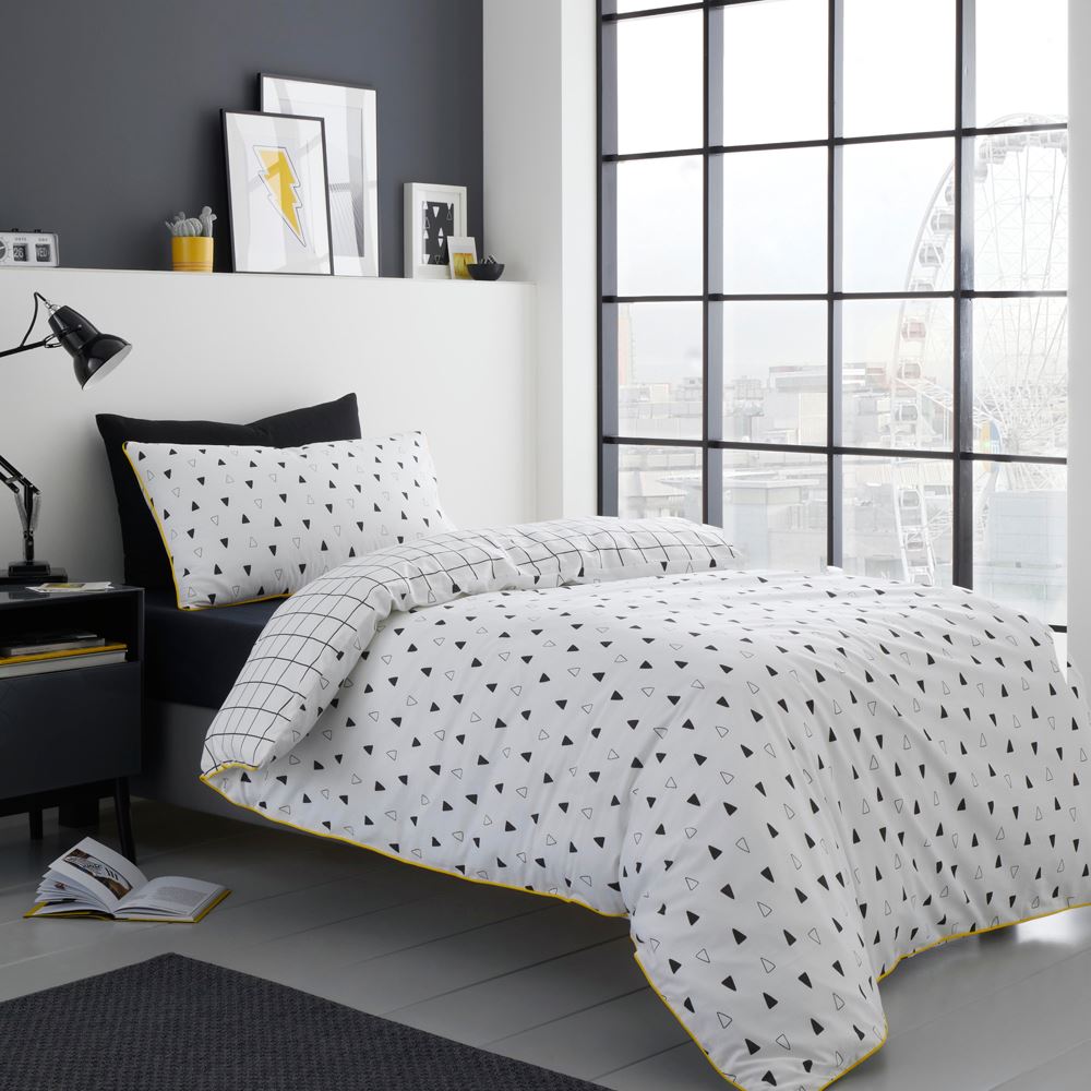 Fusion Kite Geometric Print 100% Cotton Reversible Duvet Cover Set