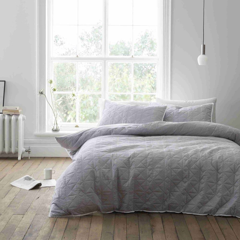 Bianca Diamond Quilted Geometric 100% Cotton Duvet Cover Set
