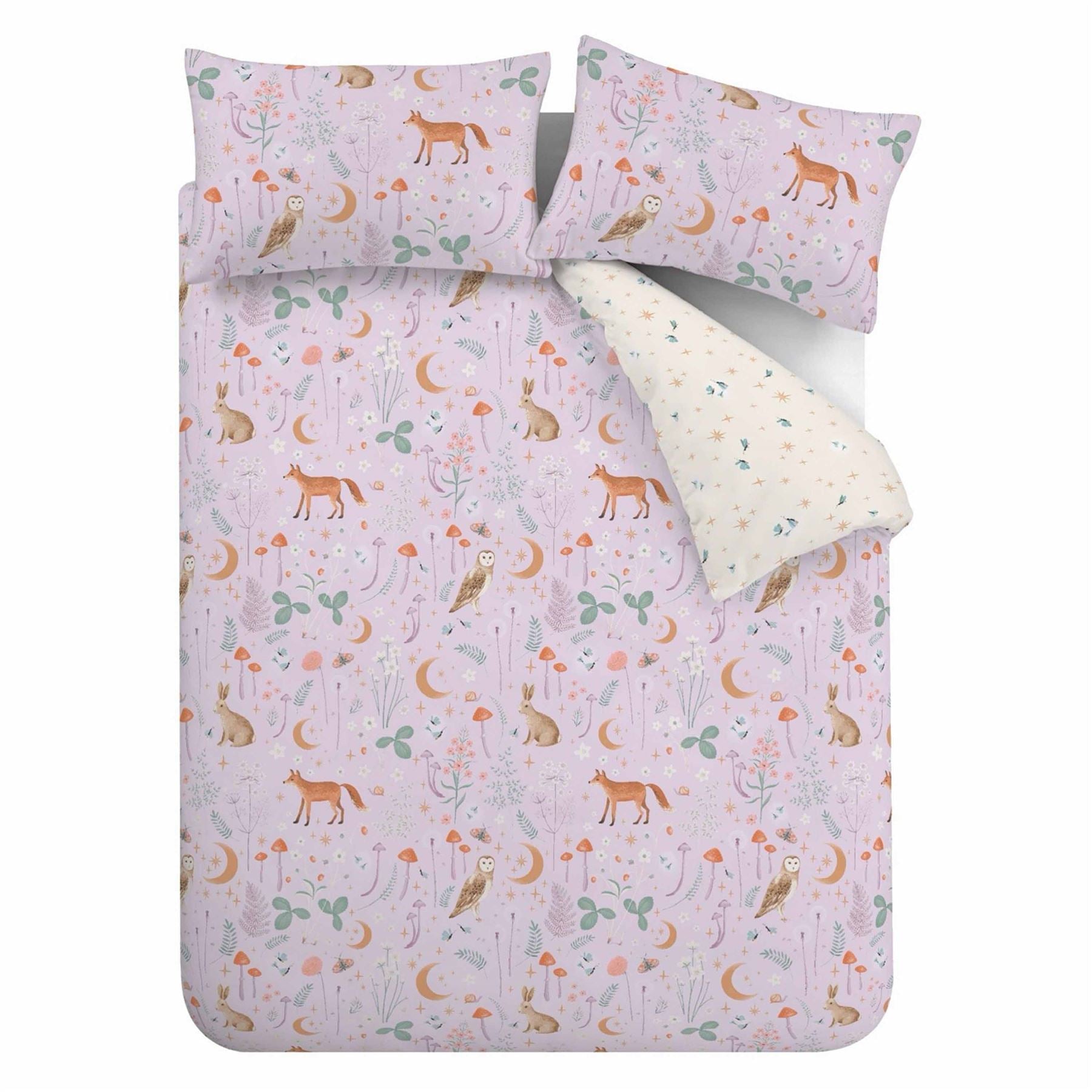 Catherine Lansfield Enchanted Twilight Animals Easy Care Reversible Duvet Cover Set