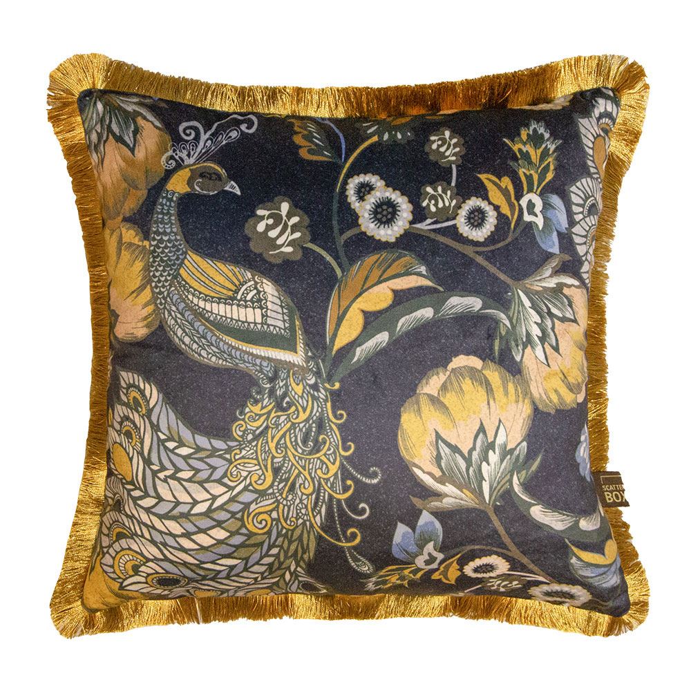 Scatter Box Marlowe Floral Digital Print Fringed Feather Filled Cushion