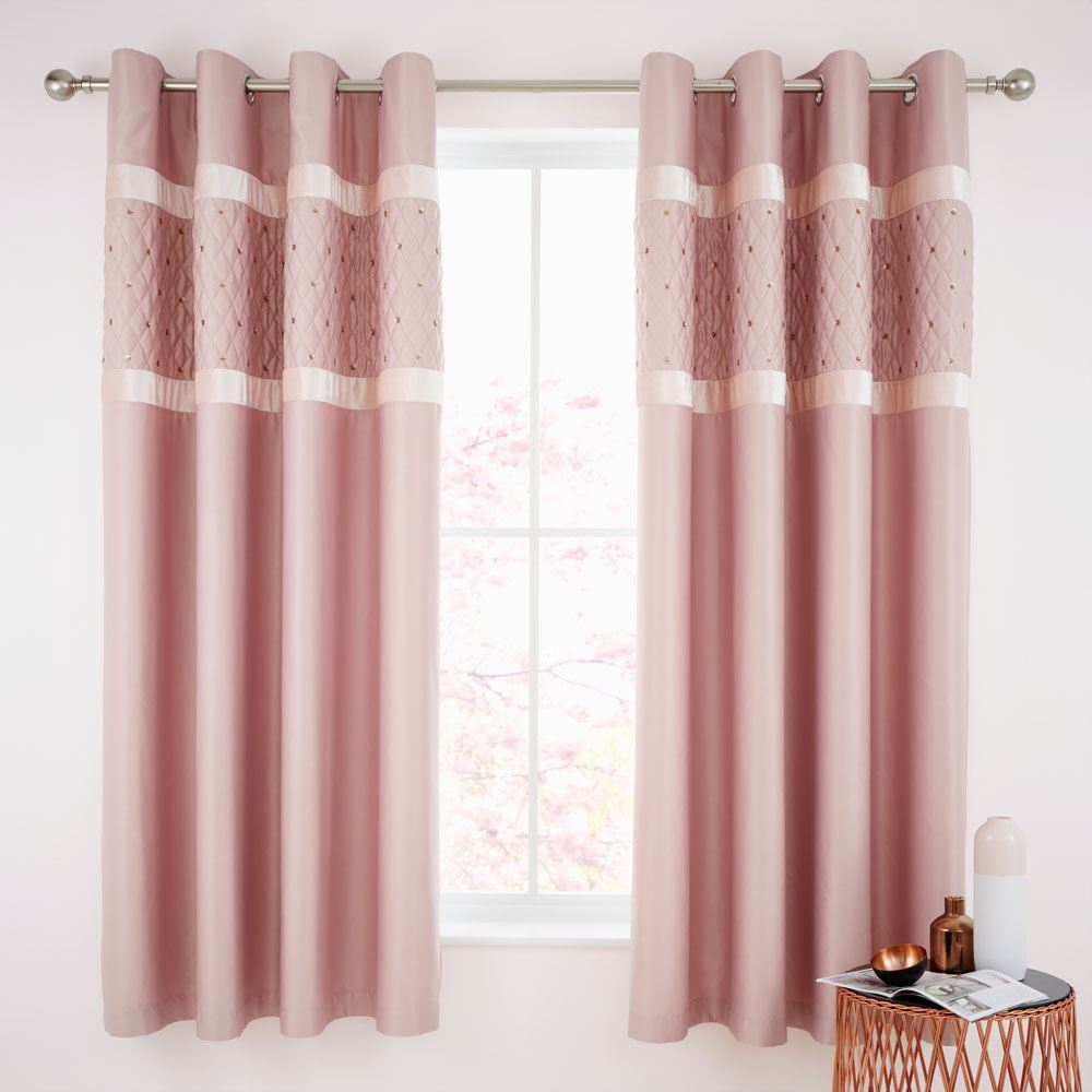 Catherine Lansfield Sequin Cluster Embellished Lined Eyelet Curtains