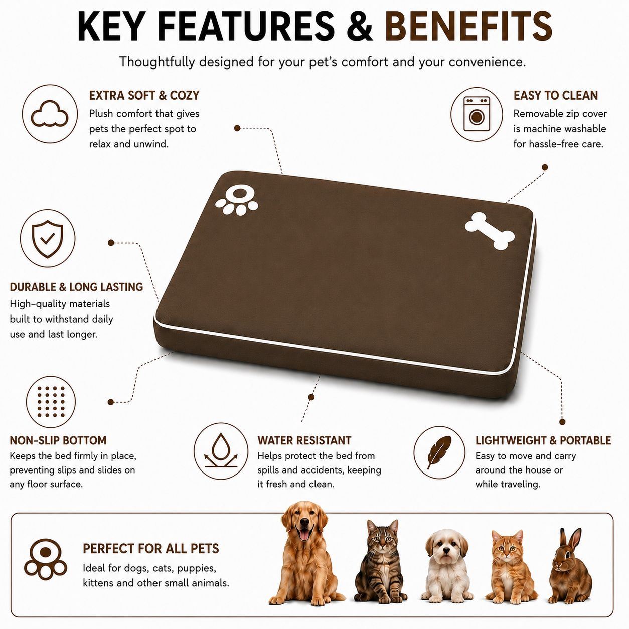 Night Zone Super Soft Bone & Paw Pet Bed Mat