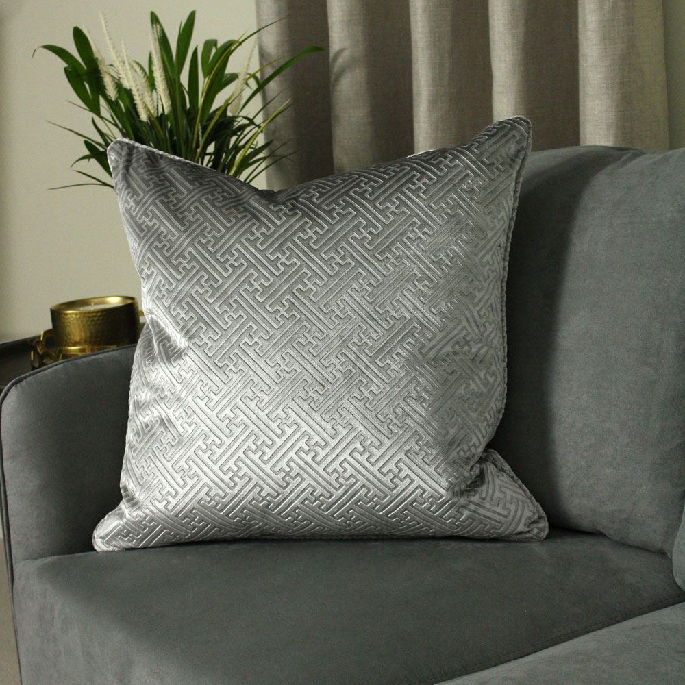 Paoletti Florence Embossed Luxe Velvet Piped Cushion Cover