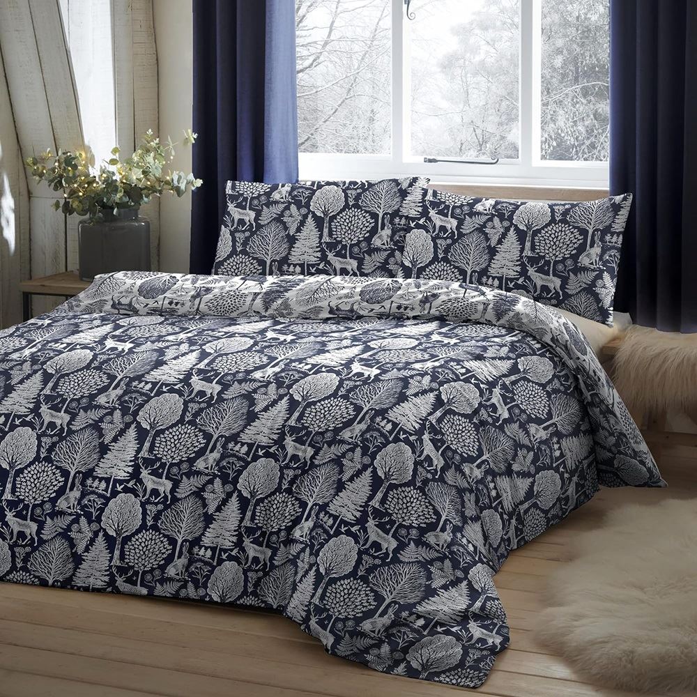 Dreams & Drapes Christmas Winter Forest 100% Brushed Cotton Duvet Cover Set