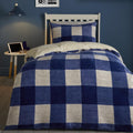Bedlam Cosy Theo Check Plush Teddy Fleece Duvet Cover Set