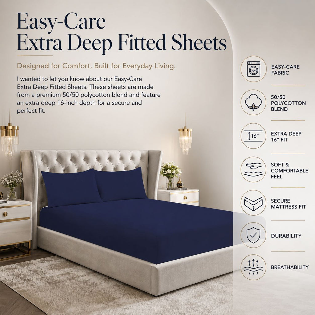 Night Zone Easy-care extra deep fitted sheets