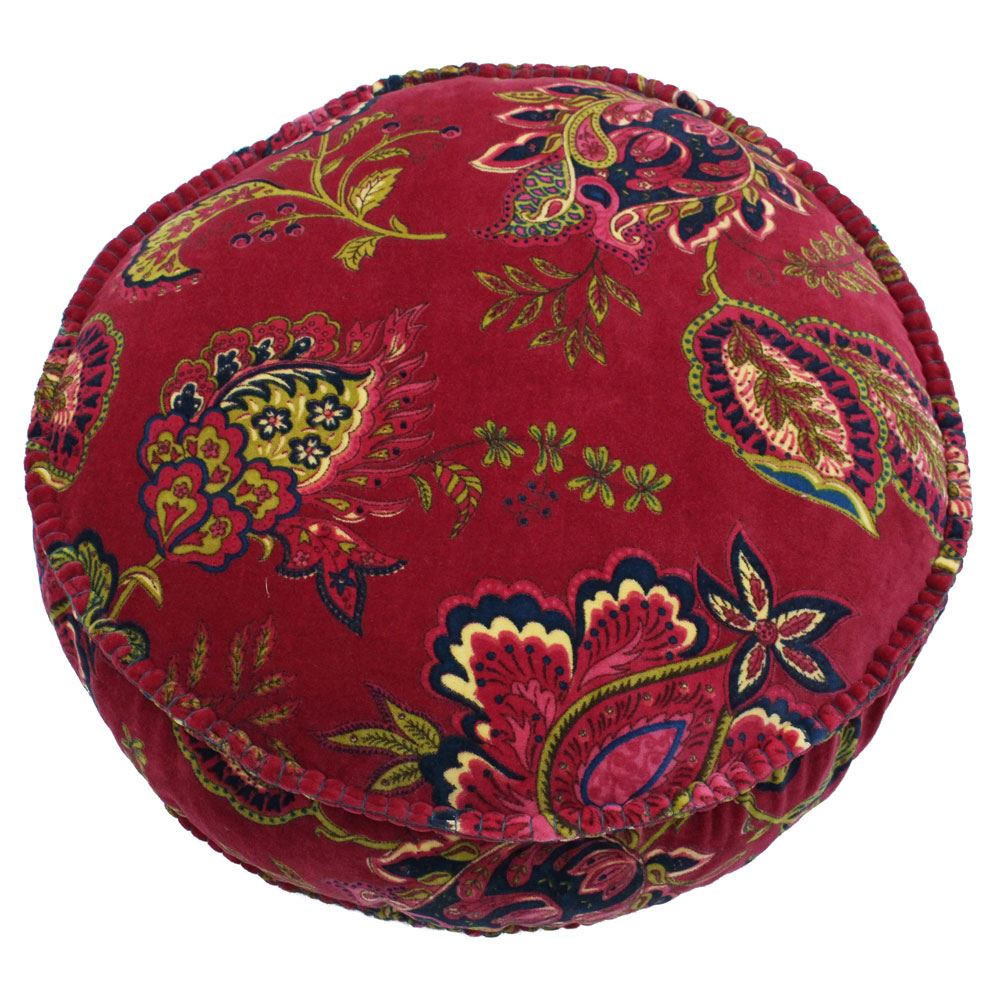 Riva Paoletti Malisa Square Paisley Indian Print Faux Velvet Pom Pom Fringed Cushion Cover