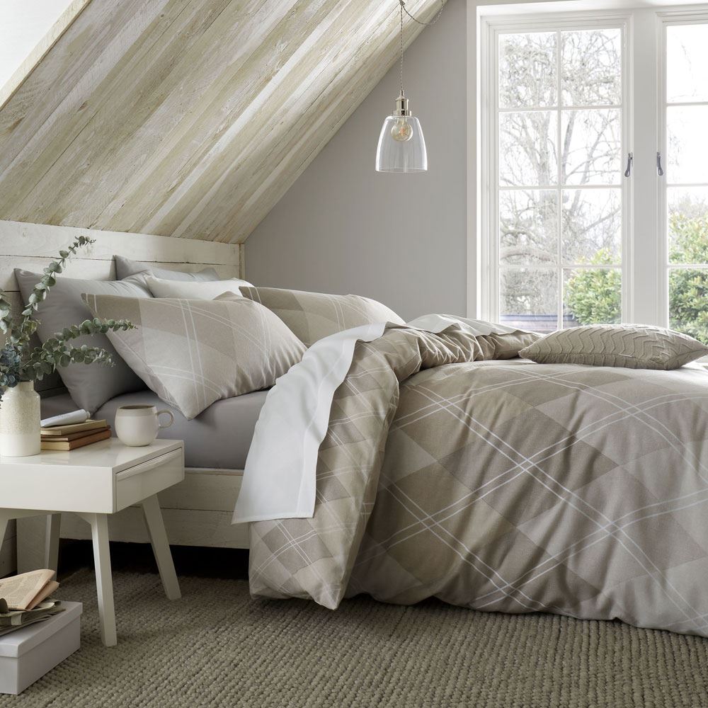 Catherine Lansfield Brushed Argyle Reversible Duvet Cover Set