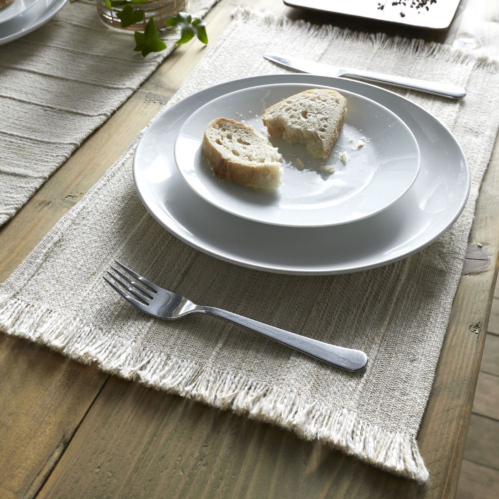 Pineapple Elephant Florin Cotton Jute Blend Fringed Table Place Mat, Natural, Pair