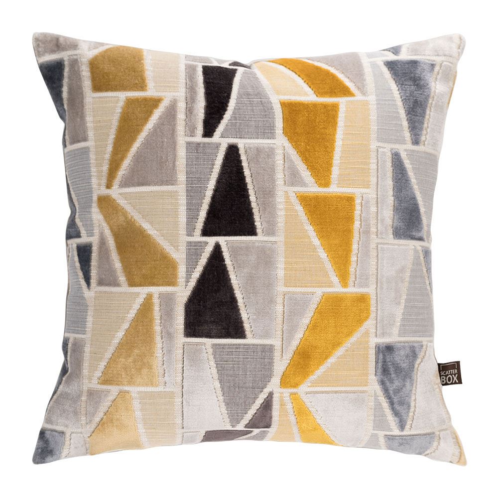 Scatter Box Samson Geometric Cut Velvet Feather Filled Cushion