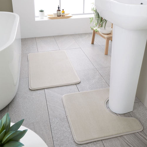 Catherine Lansfield Anti-Bacterial Memory Foam Bath Mat & Pedestal Mat Set