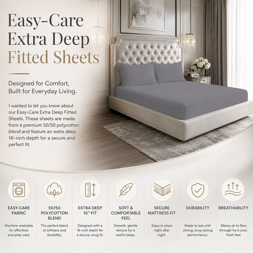 Night Zone Easy-care extra deep fitted sheets